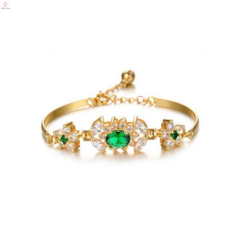 Novo estilo de design elegante jóias de ouro banhado a pulseira de cristal para o casamento
